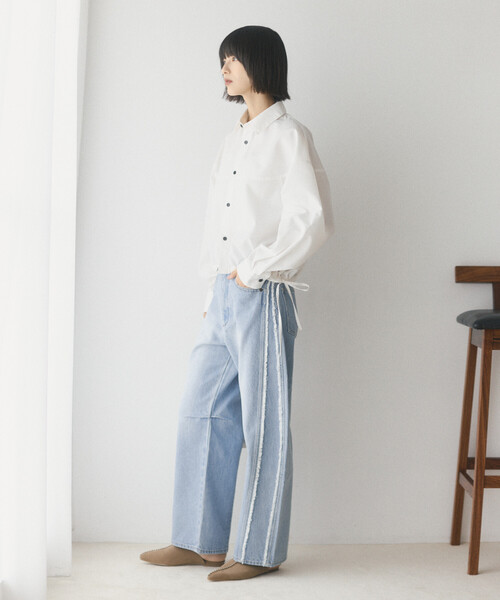 FREAK'S STORE(フリークスストア)の「Firsthand/ファーストハンド サイドフリンジ カーヴィーデニム【限定展開】(デニムパンツ・レディース・ネイビー/ブラック/サックスブルー・X-SMALL/SMALL/MEDIUM)」の14枚目の写真