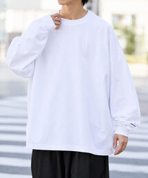 限定展開 CHOW DOWN/チャウダウン ワイドシルエット ワンポイント刺繍 クルーネック ロングスリーブTシャツ