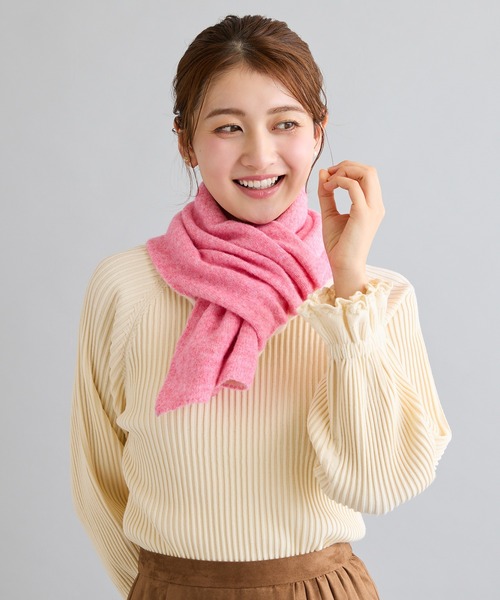 朝６時まで限定中⭐︎ピンクハウス　上品なローズモチーフ付き編み込みマフラー　新品 リバーシブルバイカラーマフラー（マフラー）｜Rose Tiara（ローズ