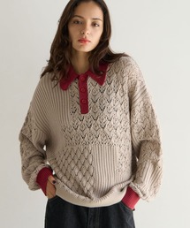 《UNISEX》パッチワークニットポロ