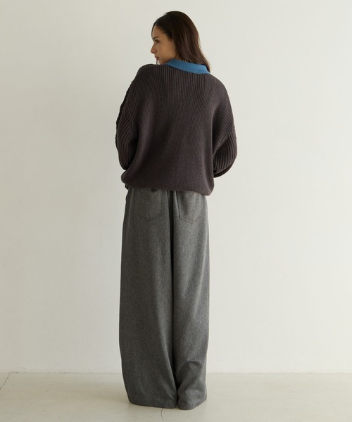 PBLIM(ページボーイリム)の「《UNISEX》パッチワークニットポロ(ニット/セーター・レディース・ベージュ/チャコールグレー・FREE)」の11枚目の写真