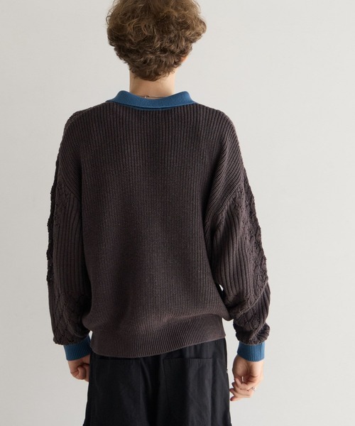 PBLIM(ページボーイリム)の「《UNISEX》パッチワークニットポロ(ニット/セーター・レディース・ベージュ/チャコールグレー・FREE)」の15枚目の写真