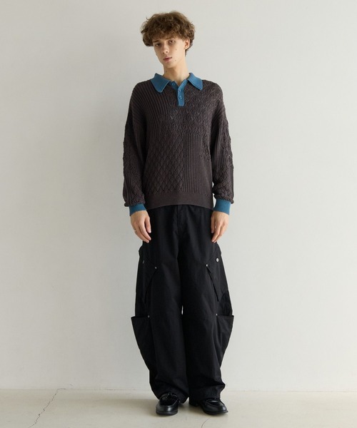 PBLIM(ページボーイリム)の「《UNISEX》パッチワークニットポロ(ニット/セーター・レディース・ベージュ/チャコールグレー・FREE)」の16枚目の写真