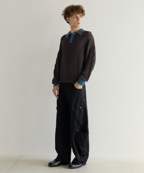 PBLIM(ページボーイリム)の「《UNISEX》パッチワークニットポロ(ニット/セーター・レディース・ベージュ/チャコールグレー・FREE)」の17枚目の写真