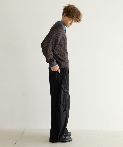 PBLIM(ページボーイリム)の「《UNISEX》パッチワークニットポロ(ニット/セーター・レディース・ベージュ/チャコールグレー・FREE)」の18枚目の写真
