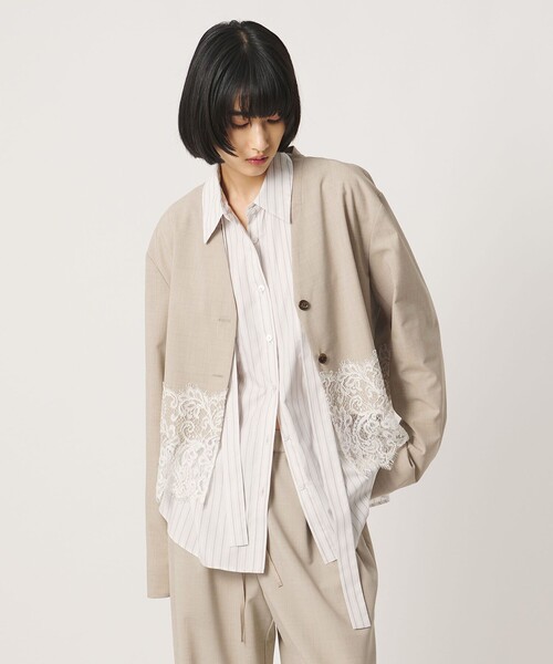 AEWEN MATOPH（イウエン マトフ）の「＜AEWEN MATOPH＞レース コンビ シャツブラウス（シャツ/ブラウス・レディース・ベージュ/ブラック・FREE）」の6枚目の写真