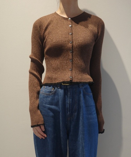 CLANE CONTRAST TRIM SHEER KNIT CARDIGAN（ニット/セーター）｜CLANE