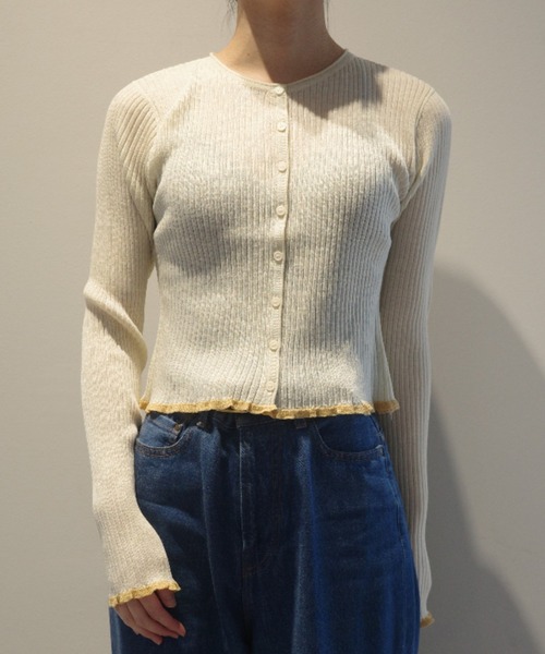 CLANE CONTRAST TRIM SHEER KNIT CARDIGAN（ニット/セーター）｜CLANE