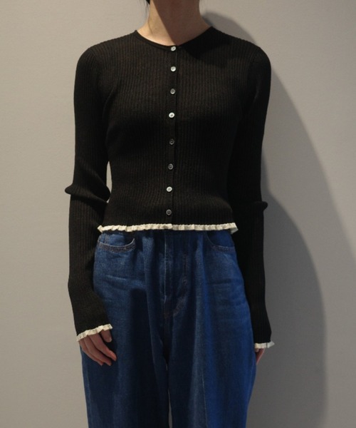 CLANE CONTRAST TRIM SHEER KNIT CARDIGAN（ニット/セーター）｜CLANE
