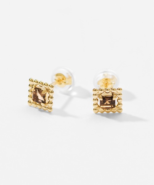 Jewel closet by L&Co.(ジュエルクローゼットバイエルアンドコー)の「K10 スクエア カラーストーン ピアス(ピアス(両耳用)・レディース・ゴールド系1/ゴールド系2/ゴールド系3/ゴールド系4/ゴールド系5・FREE)」の1枚目の写真