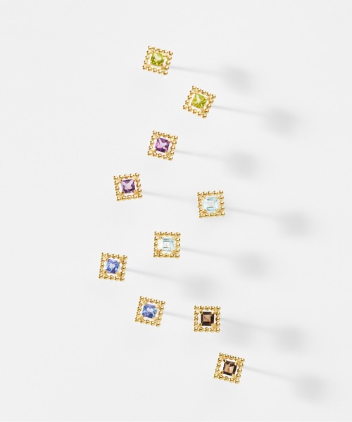 Jewel closet by L&Co.(ジュエルクローゼットバイエルアンドコー)の「K10 スクエア カラーストーン ピアス(ピアス(両耳用)・レディース・ゴールド系1/ゴールド系2/ゴールド系3/ゴールド系4/ゴールド系5・FREE)」の14枚目の写真