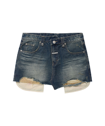 UNBALANCE MICRO DENIM SKIRT (W) BLUE