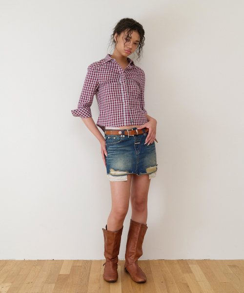 THEVINYLHOUSE(ザバイニルハウス)の「UNBALANCE MICRO DENIM SKIRT (W) BLUE(スカート・レディース・その他・SMALL/LARGE/MEDIUM)」の8枚目の写真