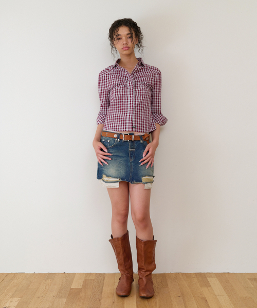 THEVINYLHOUSE(ザバイニルハウス)の「UNBALANCE MICRO DENIM SKIRT (W) BLUE(スカート・レディース・その他・SMALL/LARGE/MEDIUM)」の9枚目の写真