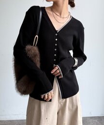 【WEB限定】袖配色リブニットカーディガン