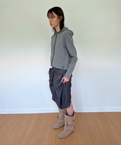 DIAGONAL（ダイアゴナル）の「STRIPE JERSEY ZIP HOODIE (blue grey)（パーカー・レディース・その他・FREE）」の5枚目の写真
