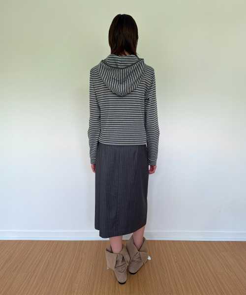 DIAGONAL（ダイアゴナル）の「STRIPE JERSEY ZIP HOODIE (blue grey)（パーカー・レディース・その他・FREE）」の6枚目の写真