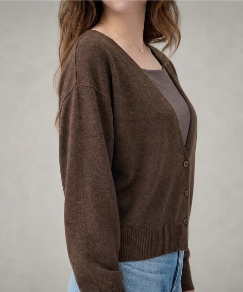 JOCOSA(ジョコサ)の「ウール混 深Vネック カーディガン(カーディガン/ボレロ・レディース・ブラック/ブラウン/アイボリー/グレー・FREE)」の8枚目の写真