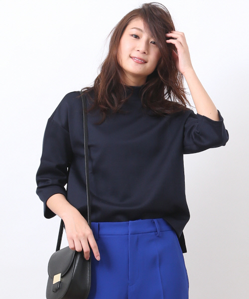 Rouge vif(ルージュヴィフ)の「ハイネックPO(Tシャツ/カットソー・レディース・ホワイト/ネイビー・FREE)」の1枚目の写真
