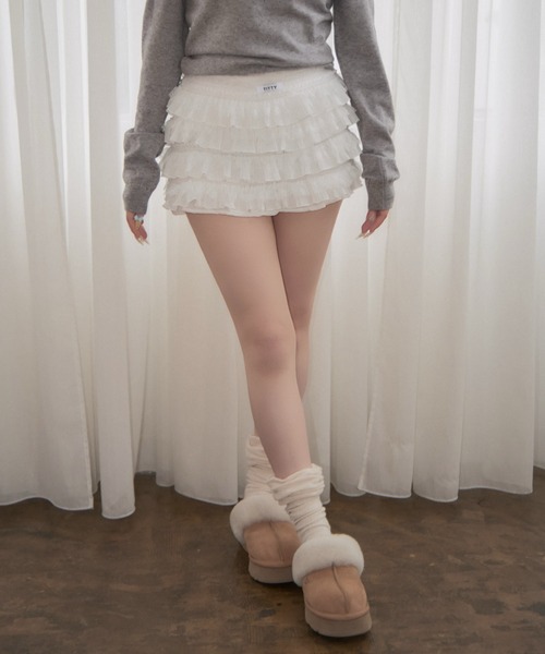 TITTY&CO.(ティティーアンドコー)の「レースフリルティアードスカート(スカート・レディース・ベージュ/ブラック/ホワイト・FREE)」の7枚目の写真