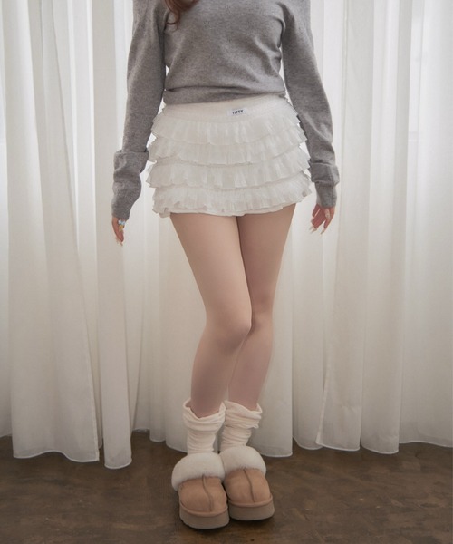 TITTY&CO.(ティティーアンドコー)の「レースフリルティアードスカート(スカート・レディース・ベージュ/ブラック/ホワイト・FREE)」の8枚目の写真