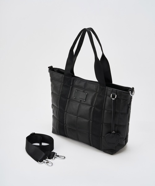 ADAM PATEK(アダムパテック)の「mko13956-w-r leather quilting medium tote キルティングトートバッグ(AP2629018)(トートバッグ・メンズ・ブラック・FREE)」の6枚目の写真