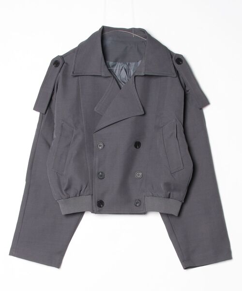Shoowtime(ショウタイム)の「Military Double Breasted Cropped Pea Coat / ミリタリーダブルブレステッドクロップドPコート(ピーコート・メンズ・ブラック/グレー・LARGE/MEDIUM/X-LARGE)」の2枚目の写真