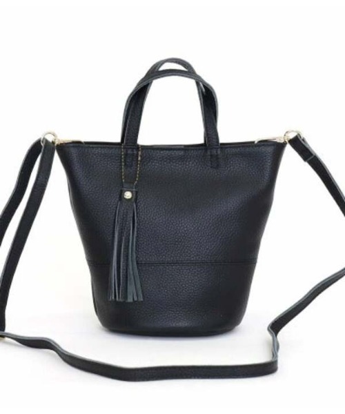 COOCO(クーコ)の「【CO】【cooco】シュリンクレザーバケツ型ミニ2WAYトートバッグ(トートバッグ・レディース・ブラック/ダークブラウン・FREE)」の1枚目の写真