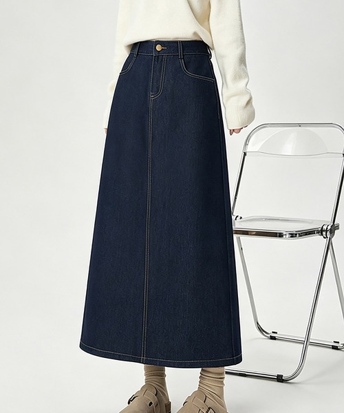 Doux Belle(ドゥーベル)の「ステッチワークデニムスカート(デニムスカート・レディース・ブラック/ダークブルー・LARGE/MEDIUM/X-LARGE)」の8枚目の写真
