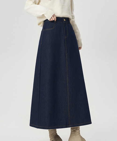 Doux Belle(ドゥーベル)の「ステッチワークデニムスカート(デニムスカート・レディース・ブラック/ダークブルー・LARGE/MEDIUM/X-LARGE)」の12枚目の写真