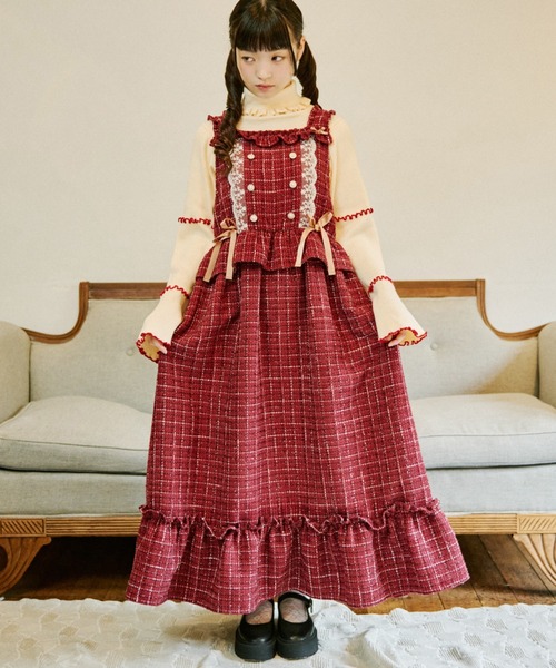 ZOZO限定】リネンタッチカッティングジャンパースカート（ジャンパー