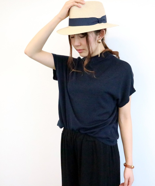 N.（N. Natural Beauty Basic）（エヌエヌナチュラルビューティーベーシック）の「ボートネックニット（ニット/セーター・レディース・ネイビー/ホワイト/カーキ・MEDIUM）」の3枚目の写真