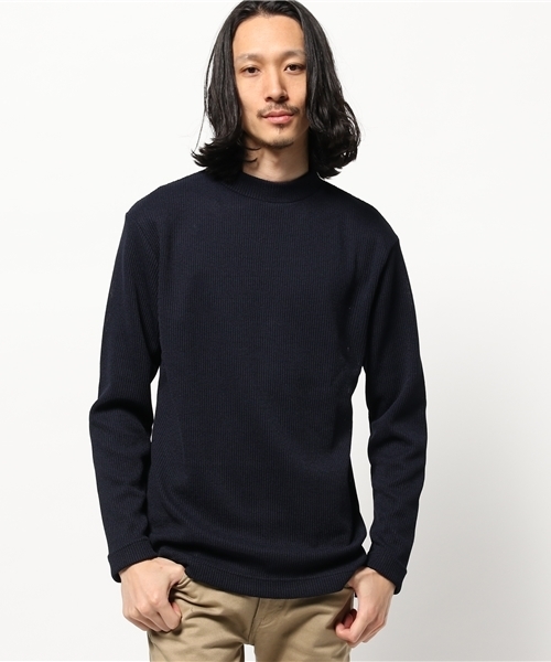 L&HARMONY（エルアンドハーモニー）の「[L&HARMONY / エルアンドハーモニー] 長袖ボトルネックニットカットソー（Tシャツ/カットソー・メンズ・ネイビー・LARGE/MEDIUM）」の6枚目の写真