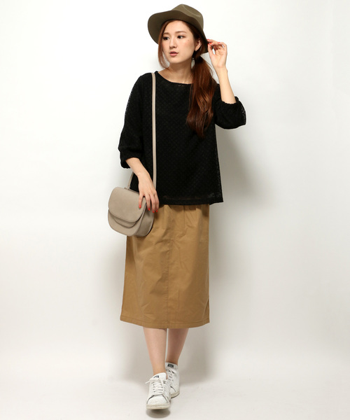 LBC（エルビーシー）の「コットンナイロンレースプルオーバー（Tシャツ/カットソー・レディース・オフホワイト/ボルドー/ブラック・LARGE/MEDIUM）」の13枚目の写真