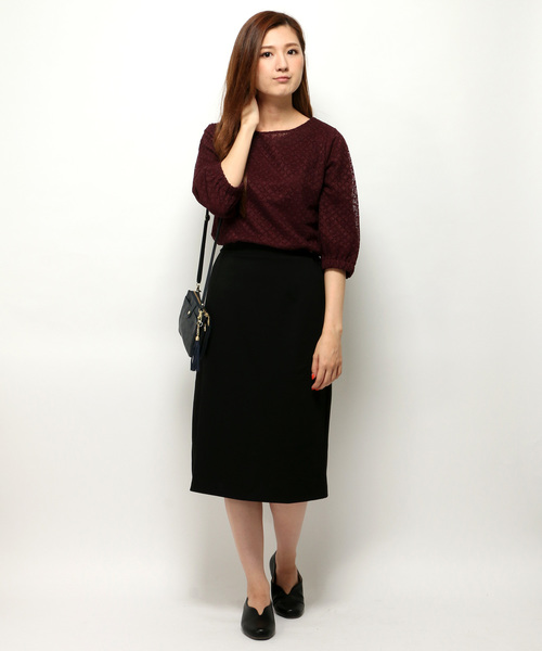 LBC（エルビーシー）の「コットンナイロンレースプルオーバー（Tシャツ/カットソー・レディース・オフホワイト/ボルドー/ブラック・LARGE/MEDIUM）」の14枚目の写真