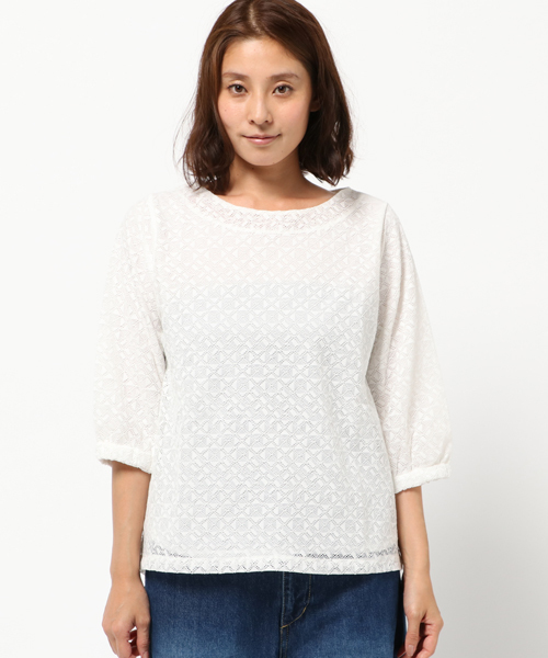 LBC（エルビーシー）の「コットンナイロンレースプルオーバー（Tシャツ/カットソー・レディース・オフホワイト/ボルドー/ブラック・LARGE/MEDIUM）」の11枚目の写真