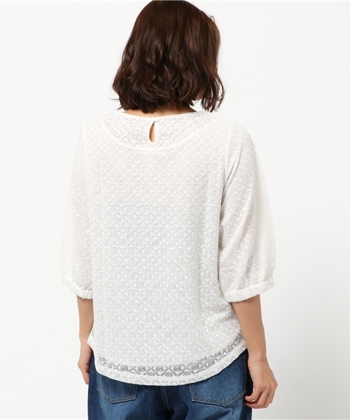 LBC（エルビーシー）の「コットンナイロンレースプルオーバー（Tシャツ/カットソー・レディース・オフホワイト/ボルドー/ブラック・LARGE/MEDIUM）」の6枚目の写真