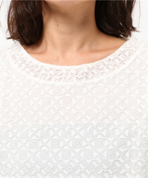 LBC（エルビーシー）の「コットンナイロンレースプルオーバー（Tシャツ/カットソー・レディース・オフホワイト/ボルドー/ブラック・LARGE/MEDIUM）」の7枚目の写真