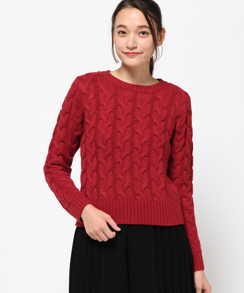 FREE'S MART（フリーズマート）の「ケーブルコンパクトニット（ニット/セーター・レディース・ホワイト/ベージュ/レッド・FREE）」の3枚目の写真