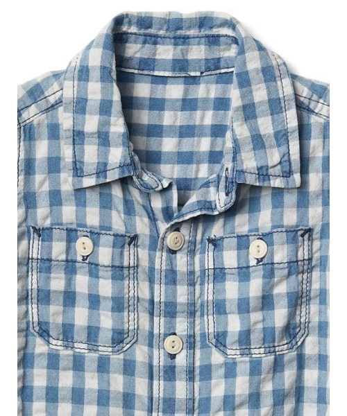 GAP(ギャップ)の「Gap ギンガムチェックデニム ショートオール(ロンパース・キッズ・ブルー系その他・70cm/60cm/80cm/90cm/50cm)」の3枚目の写真