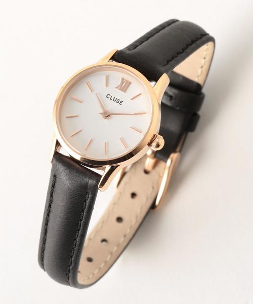 CLUSE（クルース）の「＜CLUSE＞レザー24mmフェイスウォッチ/ピンクゴールドカラー ：（アナログ腕時計・レディース・ブラック・FREE）」の2枚目の写真