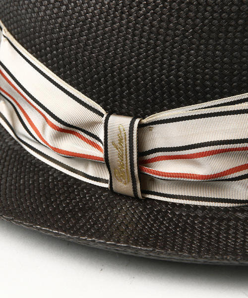 Borsalino（ボルサリーノ）の「Borsalino / PANAMA QUITE ストライプ パナマハット（ハット・メンズ・ホワイト/ブラック・58cm/60cm）」の4枚目の写真
