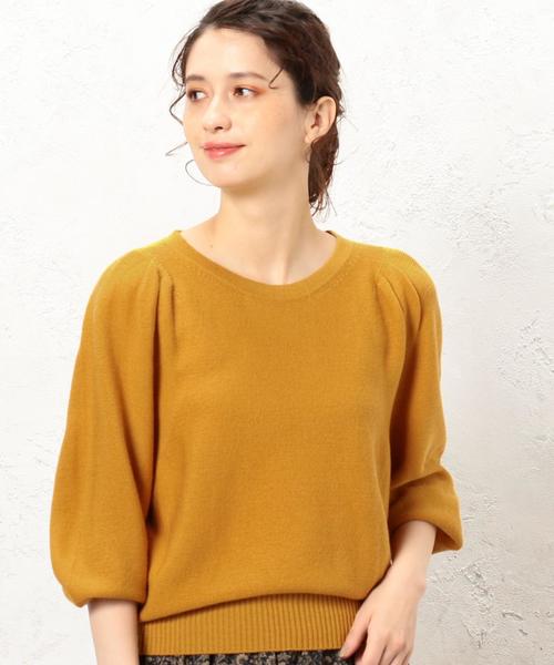 green label relaxing（グリーンレーベルリラクシング）の「■■■[手洗い可能] KF ボリュームスリーブ ニット ◆（ニット/セーター・レディース・オフホワイト/ネイビー/マスタード・FREE）」の3枚目の写真