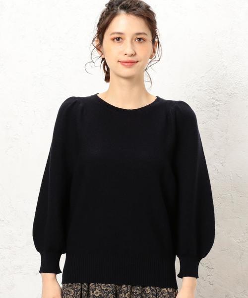 green label relaxing（グリーンレーベルリラクシング）の「■■■[手洗い可能] KF ボリュームスリーブ ニット ◆（ニット/セーター・レディース・オフホワイト/ネイビー/マスタード・FREE）」の5枚目の写真