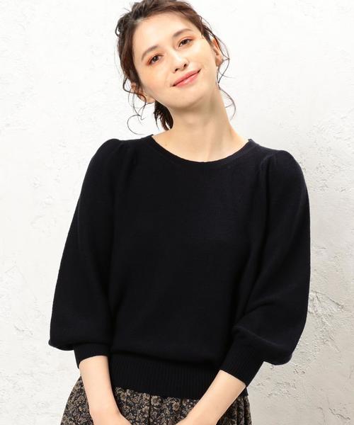 green label relaxing（グリーンレーベルリラクシング）の「■■■[手洗い可能] KF ボリュームスリーブ ニット ◆（ニット/セーター・レディース・オフホワイト/ネイビー/マスタード・FREE）」の9枚目の写真