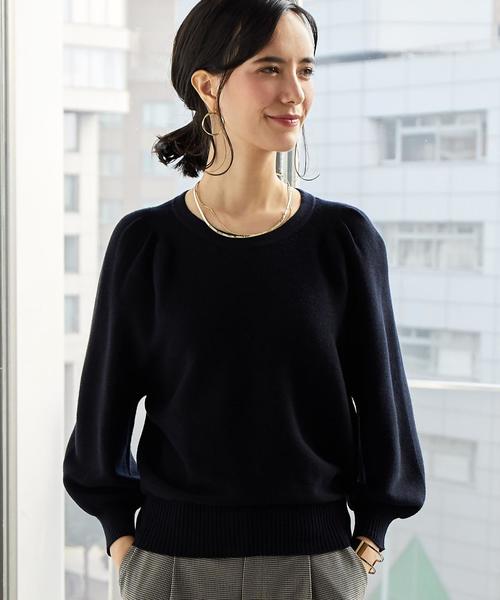 green label relaxing（グリーンレーベルリラクシング）の「■■■[手洗い可能] KF ボリュームスリーブ ニット ◆（ニット/セーター・レディース・オフホワイト/ネイビー/マスタード・FREE）」の10枚目の写真