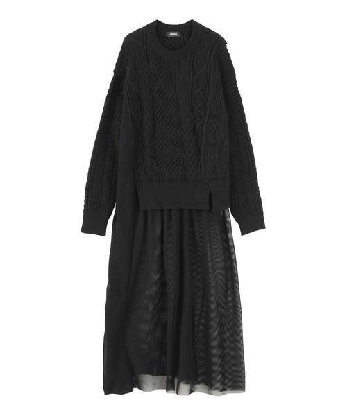 ZUCCa（ズッカ）の「ストレッチアランニット（ワンピース）」 - WEAR