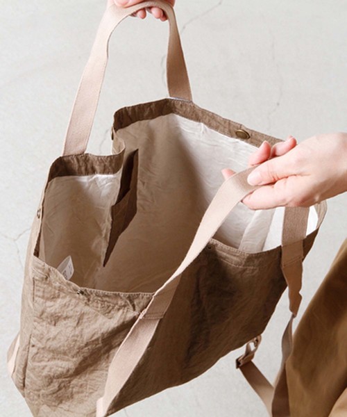 Kha Ki カーキ 2wayトートバッグソリッド トートバッグ Kha Ki カーキ のファッショントートバッグ セール