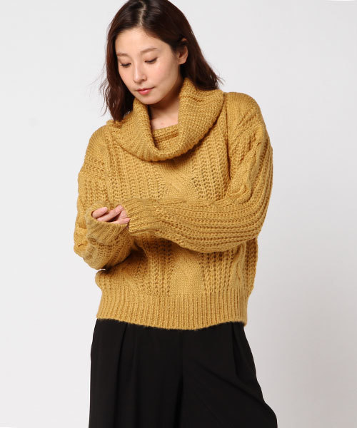 STYLEBLOCK（スタイルブロック）の「ケーブル編みオフタートルニットセーター（ニット/セーター・レディース・パープル/グレー/キャメル/グリーン・FREE）」の10枚目の写真