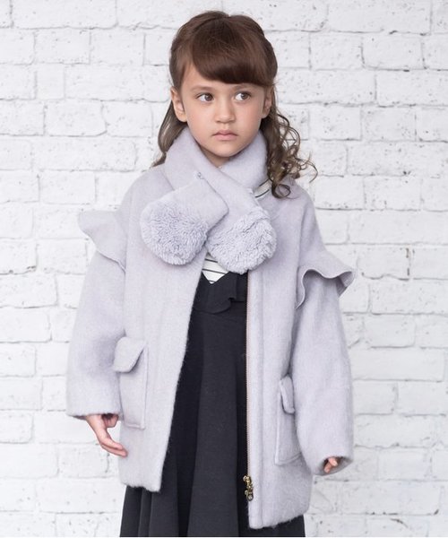 apres les cours(アプレレクール)の「マフラー付2WAYアウター(その他アウター・キッズ・ライトグレー/ラベンダー・100/110/120/130/140/80/90)」の2枚目の写真